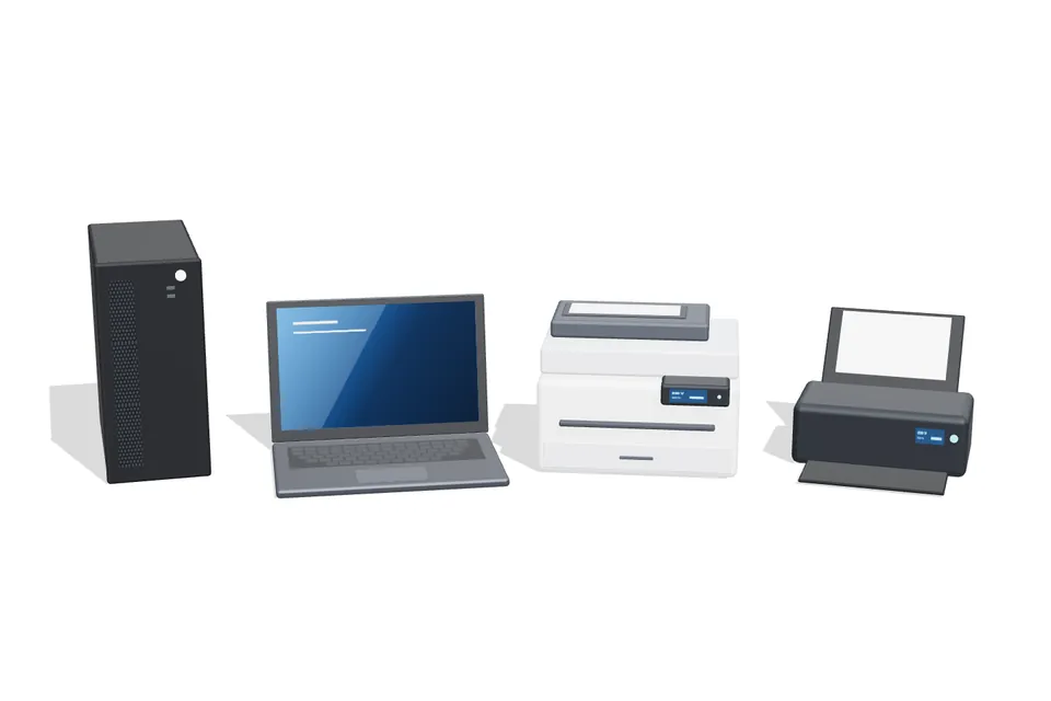 Poste de travail : ordinateur, portable, imprimante et scanner